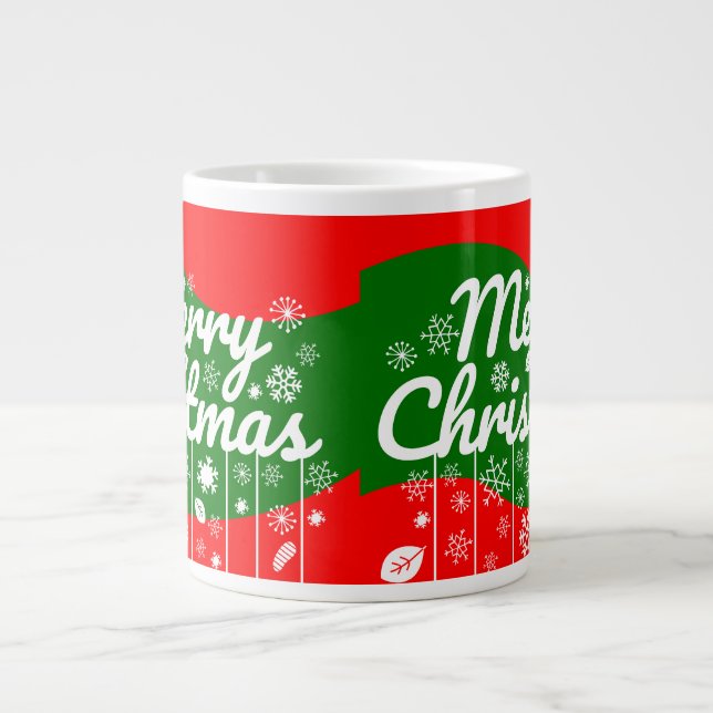Café Grande Caneca Jumbo de Natal – Ornamentos Brancos  (Frente)