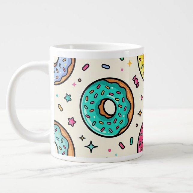Café Grande Caneca Jumbo de Padrão de Donut (Esquerda)