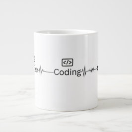 Café Grande Caneca Jumbo de Programador 'Coding Heartbeat'