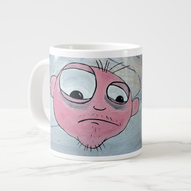 Café Grande Caneca Jumbo de Rosto Louco e Bonito! (Frente Esquerda)
