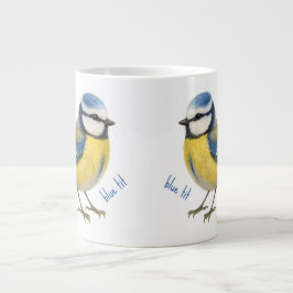Café Grande Caneca Pássaro Chapim-azul, Arte de Pássaro de Jar