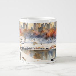 Café Grande Caneca Personalizada Cena de Neve no Central Park