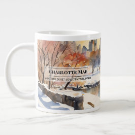 Café Grande Caneca Personalizada Cena de Neve no Central Park 