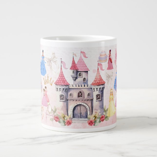 Café Grande Caneca personalizada de aniversário da princesa, (Frente)