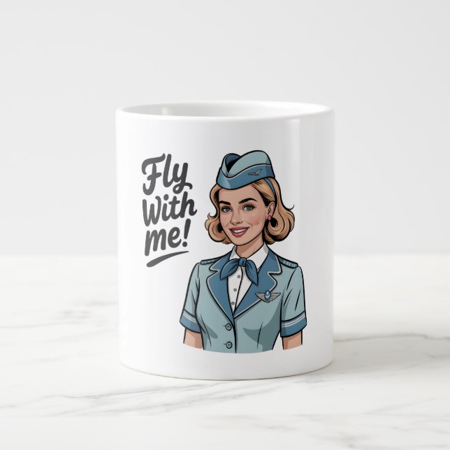 Café Grande Caneca temática com comissária de bordo escandinav (Frente)