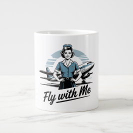 Café Grande Caneca temática com comissária de bordo escandinav