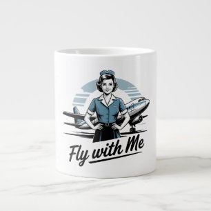 Café Grande Caneca temática com comissária de bordo escandinav