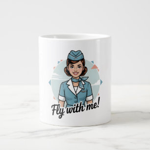 Café Grande Caneca temática com comissária de bordo escandinav