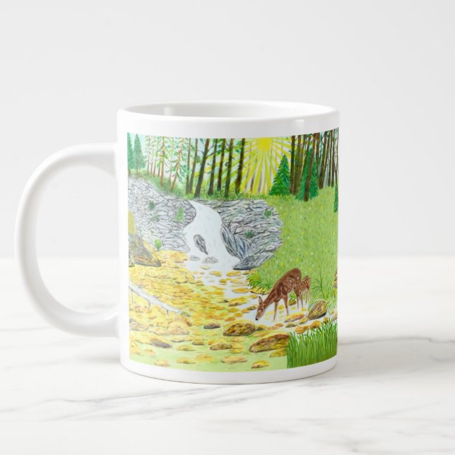 Café Grande Caneca Temática de Corça e Filhote (Esquerda)