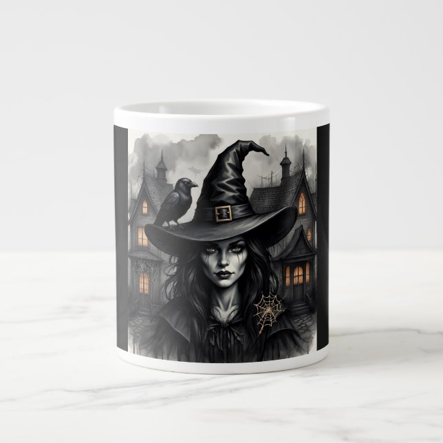 Café Grande Caneca temática de Halloween, Beleza da Magia Negr (Frente)
