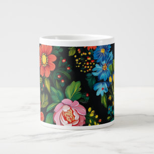 Café Grande Caneca X-Large com padrão de arte popular ucranian