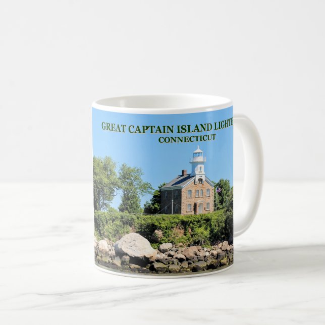 Café Grande capitão Ilha Farol, caneca de Connecticut (Frente Esquerda)