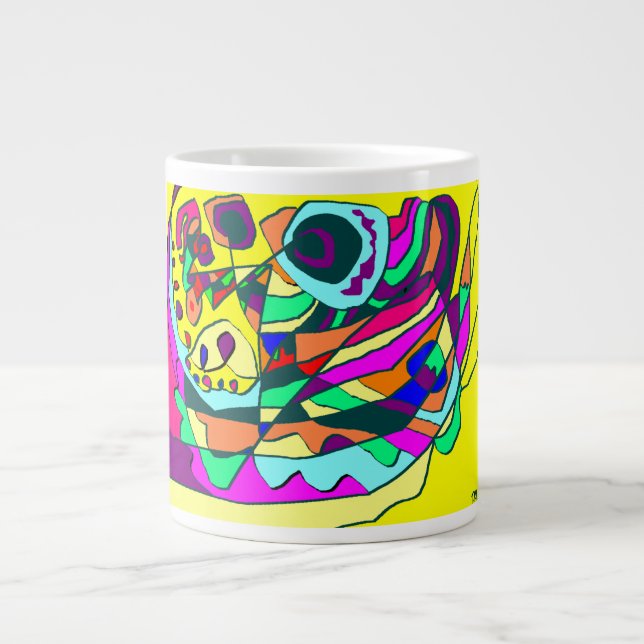 Café Grande Design de arte numa caneca bebendo (Frente)
