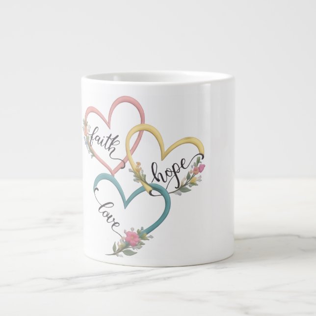 Café Grande Design de Caneca Fé Esperança Amor (Frente)