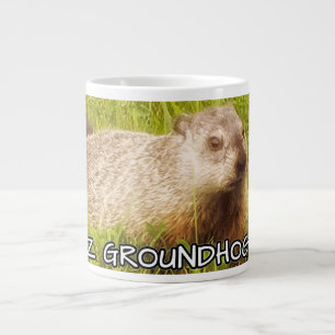 Café Grande Dia de Feliz Groundhog! caneca