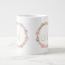 Elegante Monograma de Floral Letra A Caneca de Cer