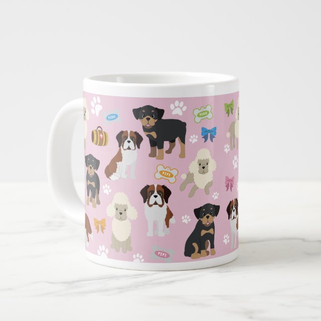 Café Grande Jumbo de caneca personalizada - Grupo de cães 2 (Frente Esquerda)