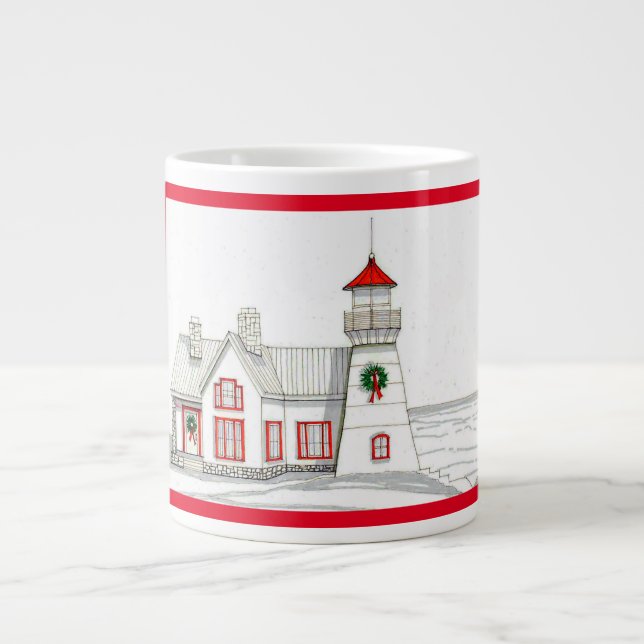 Café Grande Lâmpada Luminosa Jumbo Caneca de Natal (Frente)