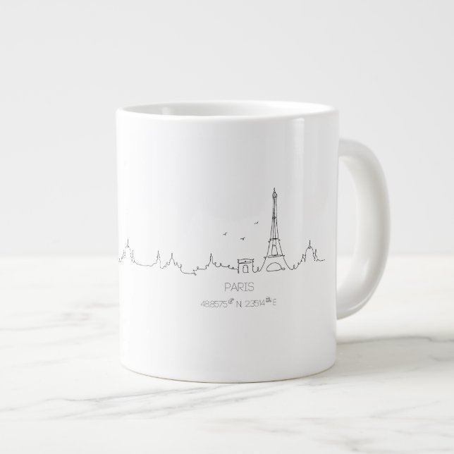 Café Grande Linha do horizonte de Paris com caneca de coordena (Frente Esquerda)