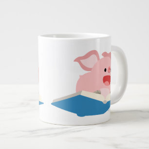 Café Grande O Livro Voador e o Porco de Desenho Animado Caneca