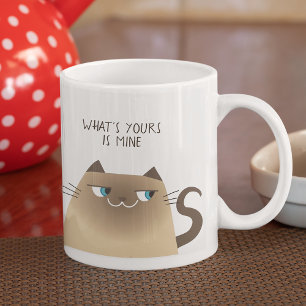 Café Grande O Que É Seu É Meu Caneca de Gato Engraçado Siames