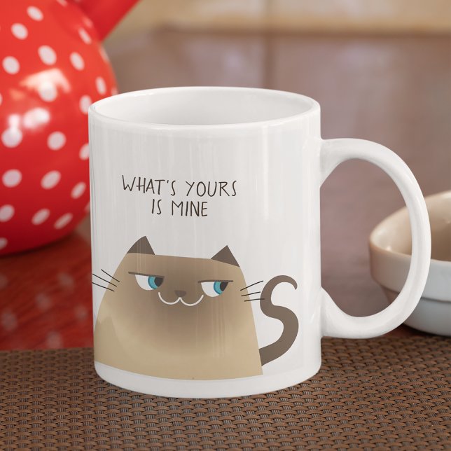 Café Grande O Que É Seu É Meu Caneca de Gato Engraçado Siames (Criador carregado)