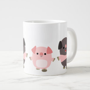 Café Grande Porcos de desenho bonitos numa caneca gigante