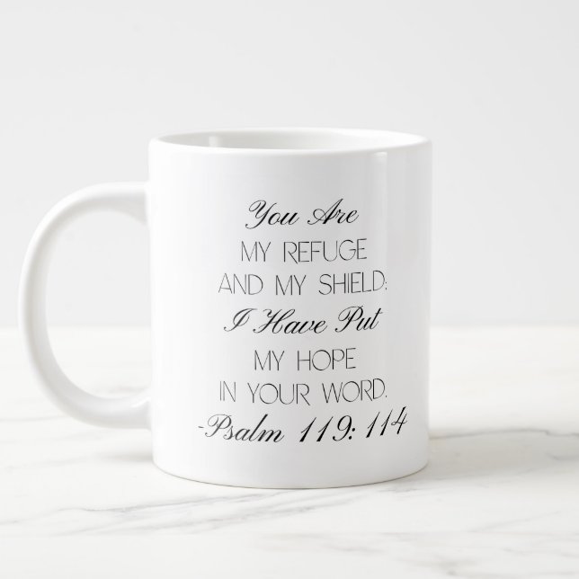 Café Grande Salmos 119:114 Esperança Caneca de Versículo Bíbli (Esquerda)