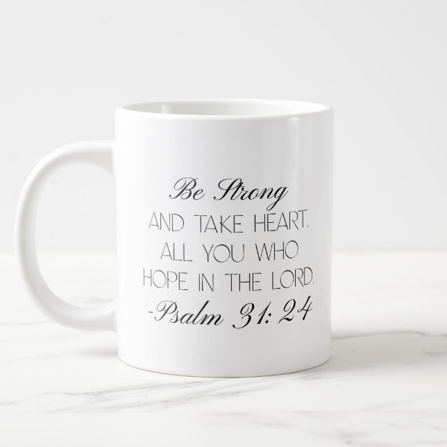 Café Grande Salmos 31:24 Caneca de Versículo da Bíblia da Espe (Esquerda)