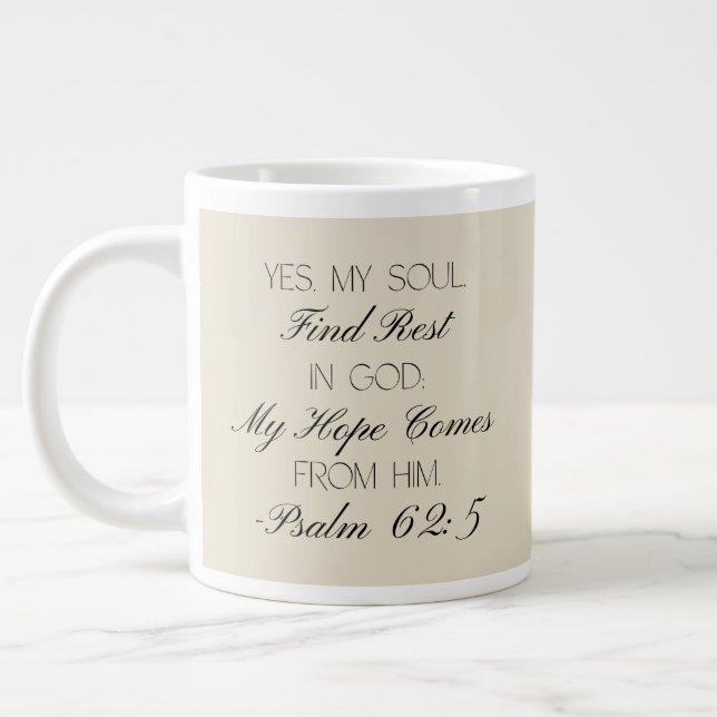 Café Grande Salmos 62:5 Caneca de Versículo da Bíblia da Esper (Esquerda)