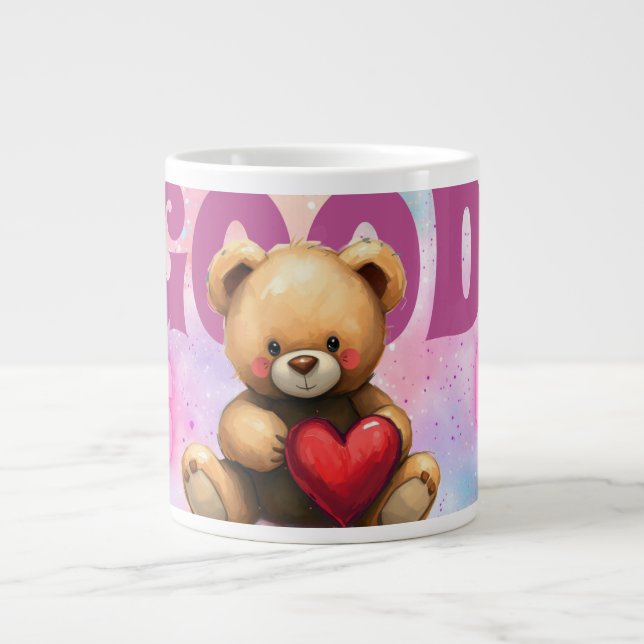 Café Grande Urso de pelúcia Caneca Jumbo Vibrações Positivas (Frente)