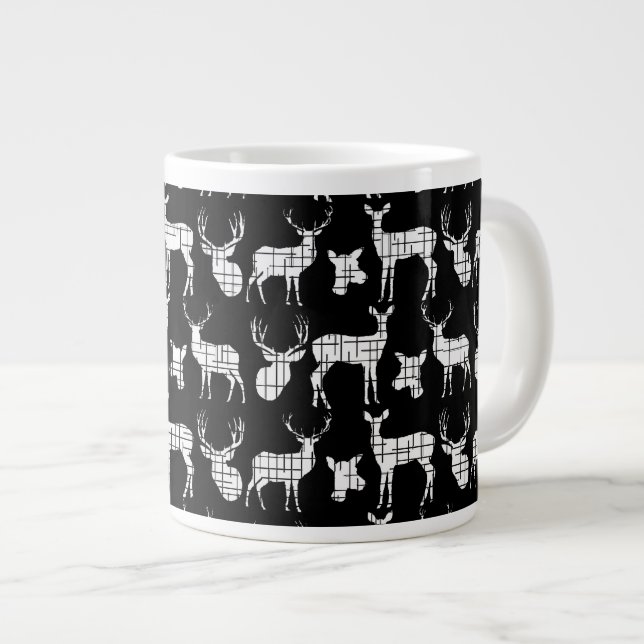 Café Grande Veado de Silhouette Rustic na caneca Black Special (Frente Esquerda)