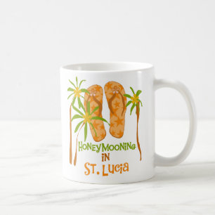 Café Honeymooning na caneca de St Lucia