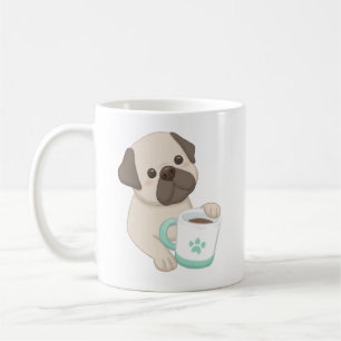 Café Ilustração de Cachorro e Caneca