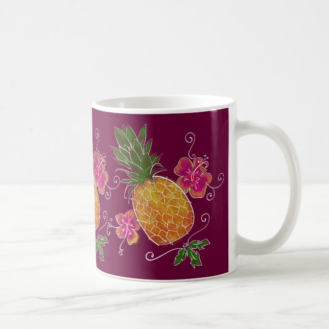 Café Ilustração de três abacaxis com a caneca do branco (Direita)