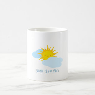 Café Ilustração Gira do Sorriso Solar com Caneca de Tex