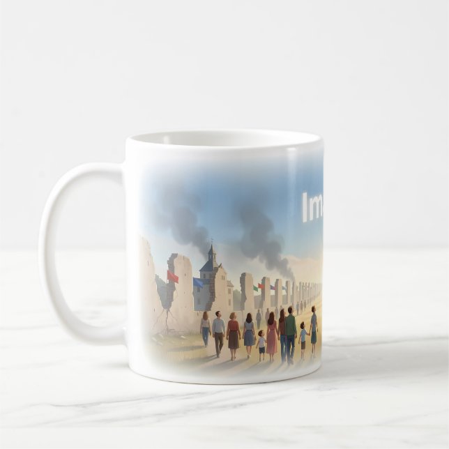 Café Imagine Paz Além das Paredes Quebradas Caneca de A (Esquerda)
