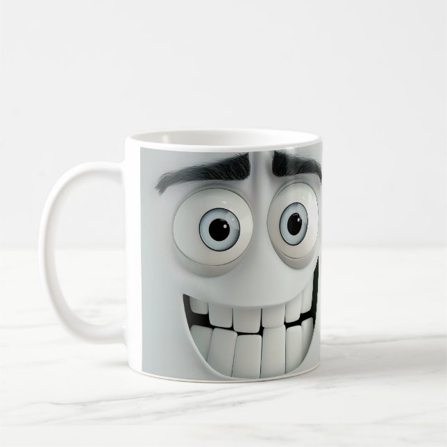 Café Invólucro de Caneca 3D com Rosto Sarcástico Assust (Esquerda)