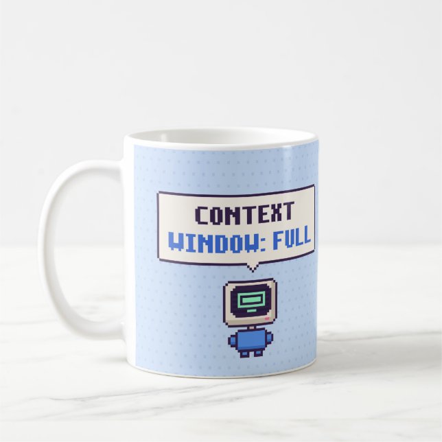 Café Janela de Contexto: Caneca de Pixel de IA Engraçad (Esquerda)