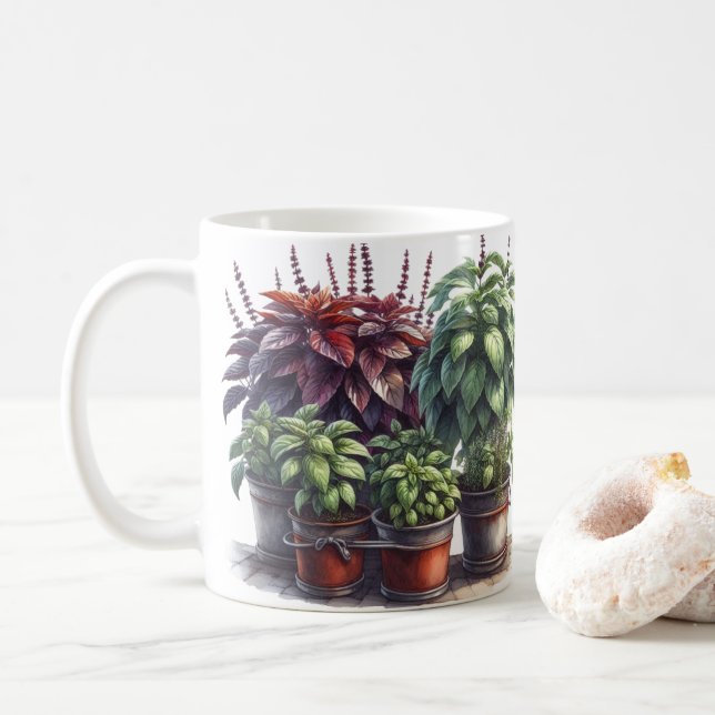 Café Jardim de Ervas de Manjericão Caneca de Ervas Culi (Com Donut)