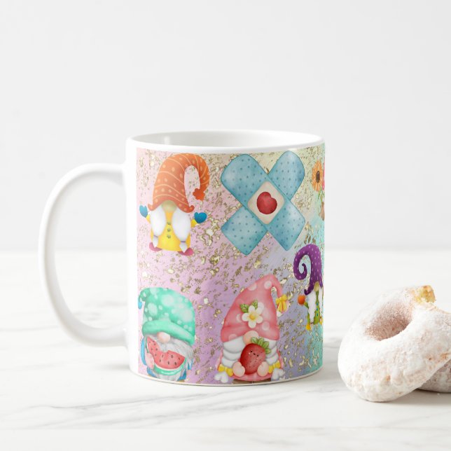 Café Jardim Genome, para Amantes de Gnome, Caneca de Ca (Com Donut)