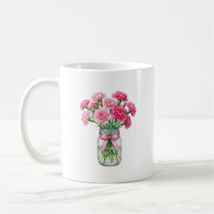 Café Jarra de Pedreiro de Cravo em Aquarela Caneca Flor