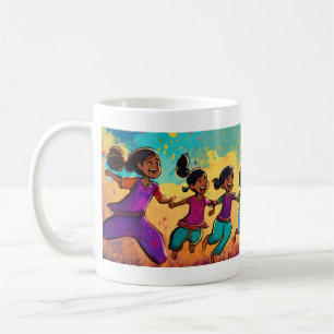 Café Joyful Indian Children: Design de caneca desenhada