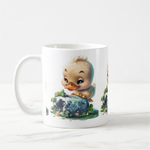 Café "Kawaii Duckling beijando a caneca da pedra de Bla