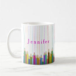 Café Lápis de Arte Coloridos Caneca Personalizada Volta
