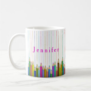 Café Lápis de Arte Coloridos Caneca Personalizada Volta