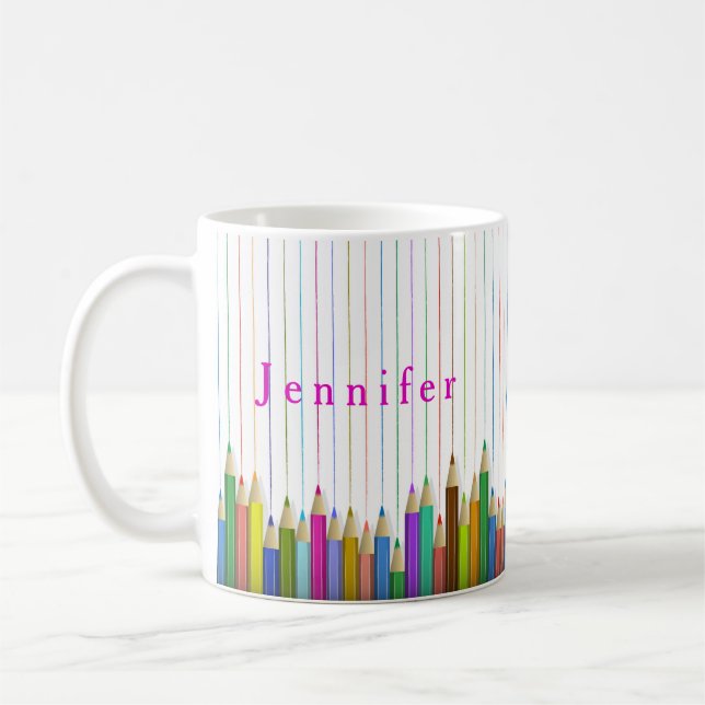 Café Lápis de Arte Coloridos Caneca Personalizada Volta (Esquerda)