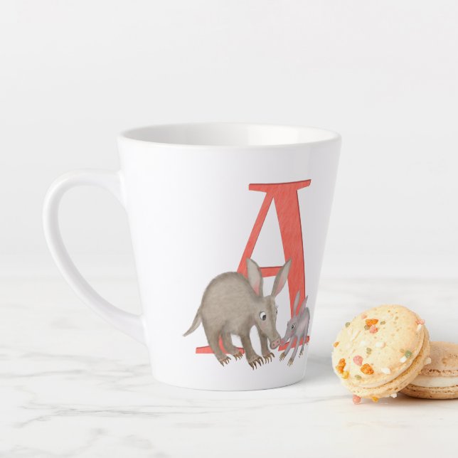 Café Latte Animal ABC A é para a caneca de aardvark (In Situ)