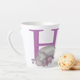 Café Latte Animal ABC H é para a caneca de hipopótamo