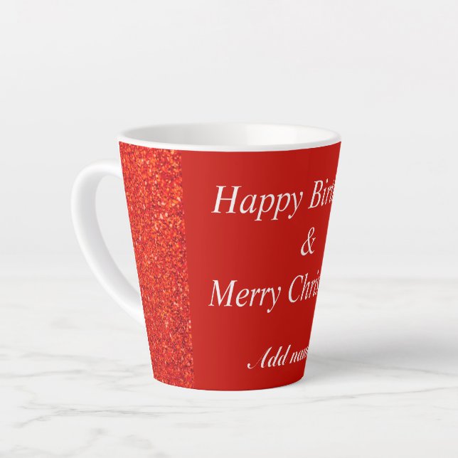 Café Latte Aniversário de ocasião dupla e caneca de Natal (Ângulo esquerdo)